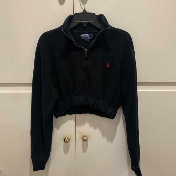 Polo Ralph Lauren Tops - THRIFTED UPCYCLED POLO CROP LONG SLEEVE QUARTER ZIP